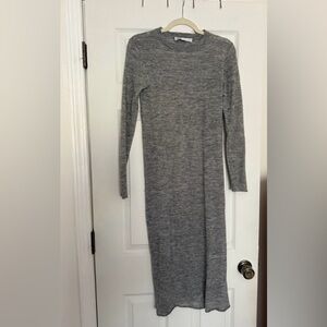 Zara Gray Long Sleeve Alpaca and Wool Sweater Dress SM